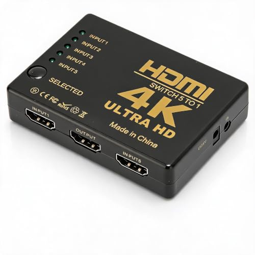 Annadue HDMI-Schalter, 5-in-1 HDMI Box mit Fernbedienung für HDTV, DVD, Projektor
