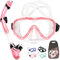 Tyuodna Schnorchelset Erwachsene,Taucherbrille mit Schnorchel,Panorama-Weitblick Schnorchelmaske,Tauchermaske Anti-Fog Anti-Leck Aus Gehärtetem Glas,Dry Schnorchel (Rosa)