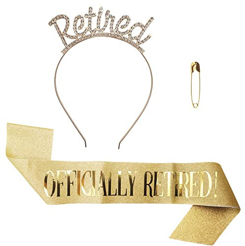Happy Retirement Sashs BLMHTWO Ruhestand Tiara, Ruhestand Geschenk Frauen Ruhestand Krone und SchäRpe SäTze mit Stift Wiederverwendbar Pensionierung Party Dekorationen