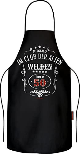 RAHMENLOS Grillschürze Kochschürze Küchenschürze als Geschenk zum 50. Geburtstag aus reiner Baumwolle