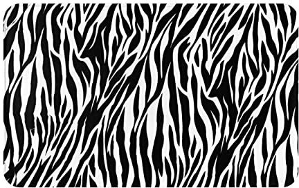 Rutschfester Teppich mit Zebra-Druck, Türraum, strapazierfähig, Badezimmerteppich, Innen- und Außenbereich, Heimdekoration, leicht zu reinigen