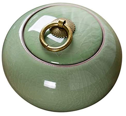 Alipis Vintage Ceramic Storage Tank with Airtight Lid Decorative Jar for Tea Coffee Sugar Nuts Kitchen Organiser 250Ml in Plum Green
