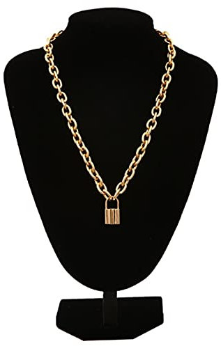 WEITING Halskette für Damen, Herren, klobige Kette mit Schloss, Anhänger, Punk, Grunge, ästhetisch, Mode, Gothic-Schmuck, Gold