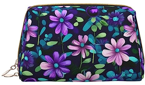 OCELIO Lila Kamelie Leder Tragbare Kosmetiktasche (groß), Leder Clutch Reißverschluss Kosmetiktasche, Kulturbeutel, Reisetasche, Aufbewahrungstasche, Weiß, Einheitsgröße, weiß, Einheitsgröße
