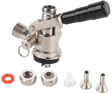 Tissting Keg Coupler G5/8 S Type Stainless Steel Beer Tap Dispenser with Safety Pressure Relief Valve, Draft Beer Kegerator for Home Bar Brewing System