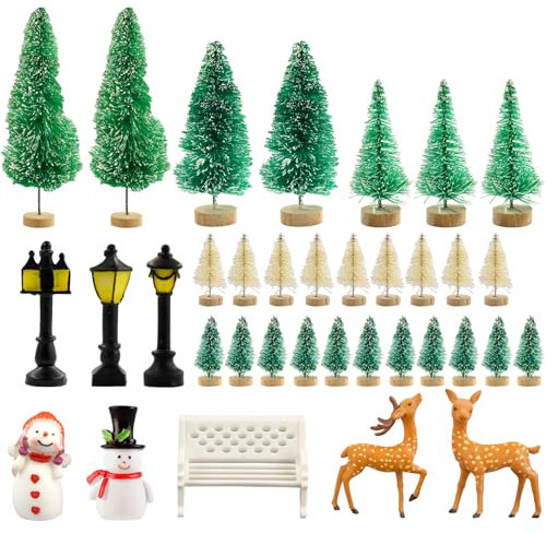 35 pcs Weihnachten Miniatur Ornamente,Weihnachten Mini Modell Ornamente,Mini Weihnachten kleine Figuren,Mini Weihnachtsbaum,Garten Micro Landschaft Weihnachten Deko,für Party Decor,Desktop Dekoration