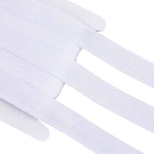 GORGECRAFT 20 Yard Schrägband 22 mm Breit Buchbinde-Stirnbänder Weiß Flaches Buchbindeband Fischgrätenmuster Gurtband Besatz Buchherstellung Köperband Für Heimwerker Anfänger Buchreparatur Dekor