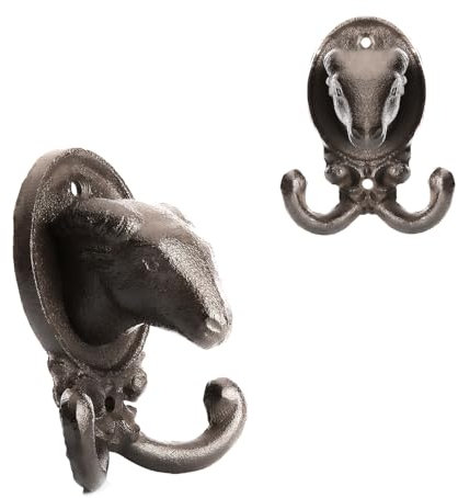 BigDean Garderobenhaken Schaf aus robusten Gusseisen anthrazit (BxH) 8,5x10cm - Haken als Deko und Garderobe geeignet- Tierkopf Kleiderhaken massiv – Wandhaken vintage für Innen & Außen