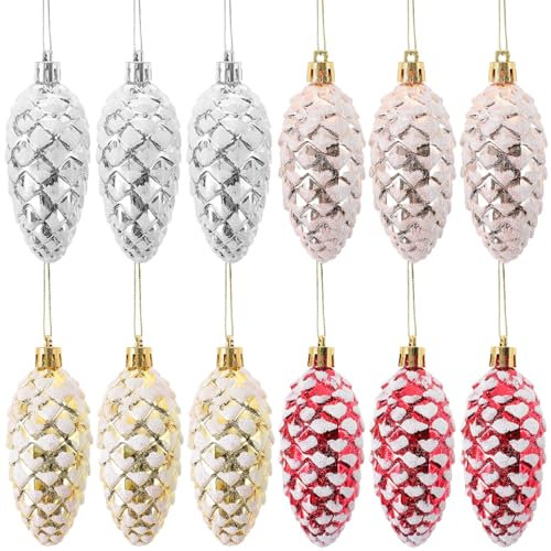 TOVINANNA 4 Kisten Hängendes Ornament Aus Tannenzapfen Bruchsicherer Tannenzapfen Bruchsichere Kugelornamente Weihnachtsbaum Anhänger Christbaumkugeln Kunststoff Pinesol Gemalt Pack Plastik