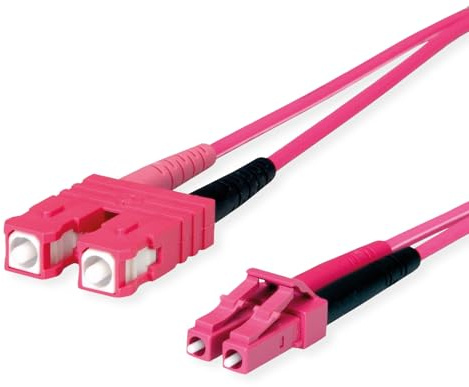 TELEGÄRTNER LWL Adapterkabel 2X G50/125 OM4, 1x SC Duplex - 1x LC Duplex, violett, 2 m