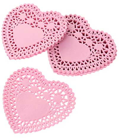 MAGICLULU 250pezzi Tovagliette Carta Cuore Da Decorazioni Per Torte e Dessert Stuoie Carta Oil Per Feste e Matrimoni e Motivi Casual