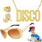 Sunshine smile 4 Stück Dollar kette gold,dollar kette gold kostüm,zuhälter kostüm,Hip Hop Kostüm Set,Dollar Zeichen Halskette Ringe Sonnenbrille Goldkette Fasching Karneval für 70er,80er,90er Jahre