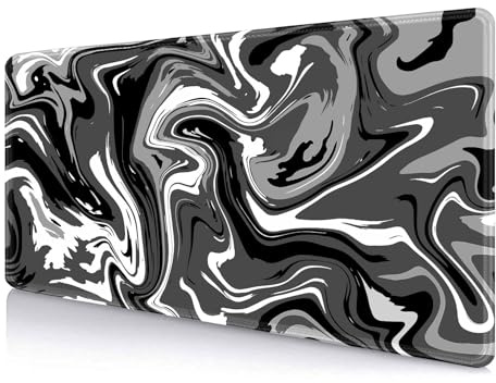 IMAYONDIA Schreibtischunterlage, schwarz-weiße Tinte, flüssiges Wellenmuster, erweitertes Gaming-Mauspad (89,9 x 40,9 cm), abstraktes großes Computer-Mauspad, komplettes Schreibtisch-Mauspad für