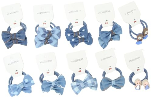KAQILE 20 Stück Baby-Haargummis, Bunte Sonnenblumen-Haargummis, Haarschleifen mit weichem, nahtlosem Pferdeschwanzhalter für Kleinkinder, Babys, Mädchen (Denim Blue)