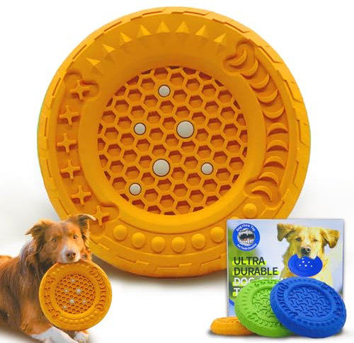 AHYDFSR Hundespielzeug, Kauspielzeug Hund Fast Unzerstörbar, Große Hunde Naturkautschuk Kauspielzeug, Interaktives kauknochen Hunde Spielzeug, Für Große Mittelgroße Hunde und Welpen, Orange Farbe