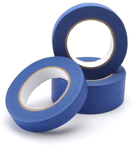 HENGBIRD Lot de 4 rouleaux de ruban crêpe - 50 m x 24 mm - Bleu - Ruban adhésif en papier - Résistant à la chaleur - Résistant aux UV - Pour travaux de peinture, rénovation, artisanat
