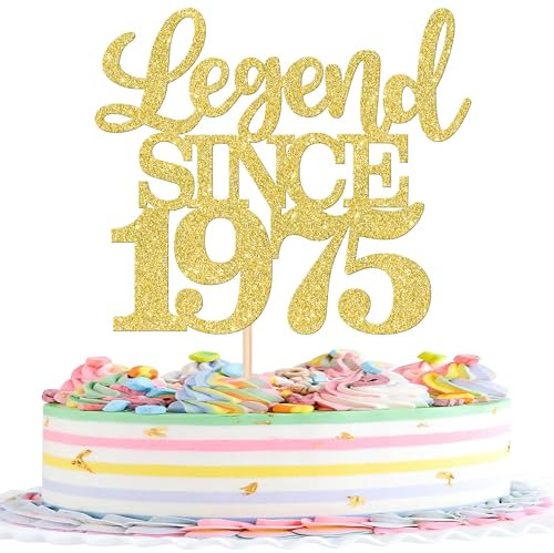 1 Stück Aufschrift Legend Since 1975 Tortenaufsatz 50 Kuchen Topper Glitter alles Gute zum 50. Geburtstag Kuchen Pick 50 Fabulous Tortendekorationen 50th Gold