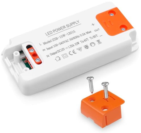 Ddlisu LED Transformator 15W, LED Trafo 12V 1.25A, 240 V AC auf 12 V DC Konstantspannungs Treiberadapter, LED Niedervolttrafo für G4 MR16 GU5.3 LED Halogen, 1er Pack