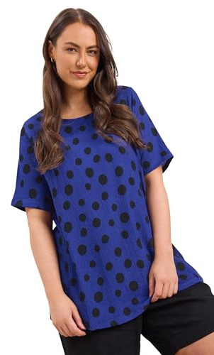 EVANS Curve Cobalt Crepe Spot Print Top - Women's - Plus Size Curve