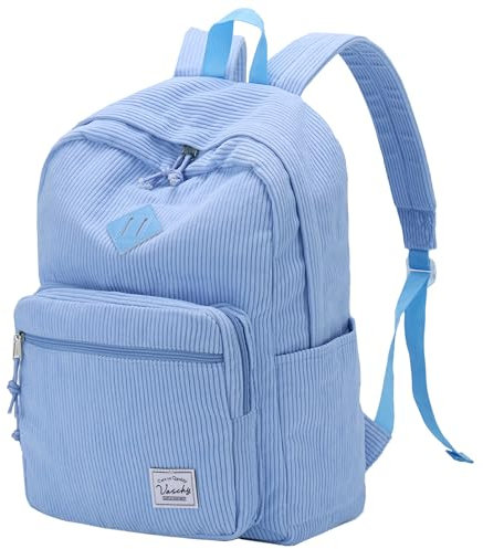 VASCHY Cord Rucksack, Vintage Casual Unisex Nette Schulrucksack Fuzzy Fluffy Plüsch Fleece Reise Rucksack Daypack für Schule Teens Herren Dame Hellblau