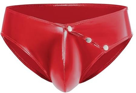 Erotische Boxershorts Für Herren, Reizwäsche für Sex Männer Lack und Leder Reizwäsche Ouvert Slip Sexy Unterwäsche Mit Bulge Unterhosen Latex Dessous Erotische Boxershort Kunstleder Sissy-Dessous