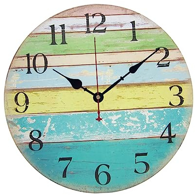 Cabilock Schicke Wanduhr Im Europäischen Retro-Stil Geräuschlose Wanduhr Aus Holz Zum Aufhängen Einfache Installation Für Wohnzimmer Küche Schlafzimmer Dekoration