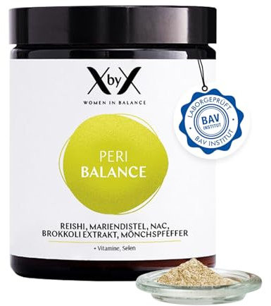 XbyX® Peri Balance 90 g | 45 Port. | Hormon-Balance ab der Perimenopause | Wirkstoff-Komplex aus Reishi, Mariendistel & Mönchspfeffer | Vegan | Hormonfrei | Ohne Soja | Aus Deutschland
