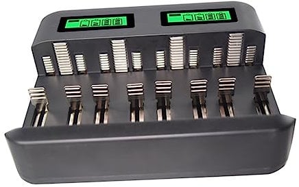OSALADI 8-slot Smart Usb Battery Charger Lcd Display for Aa Aaa Rechargeable Batteries, Multifunctional Digital Charger Suitable for Household and Travel Use