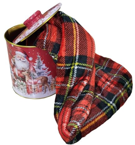 dolcecasabiancheria Coperta Plaid in pile Idea Regalo Natale con scatola di latta scozzese tartan 120x150 (Var.4)