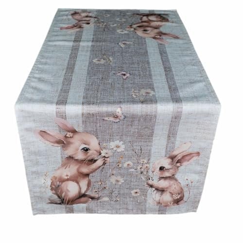 texpot Tischläufer 40 x 90 cm mit Druck Häschen Blumen Ostern Frühling
