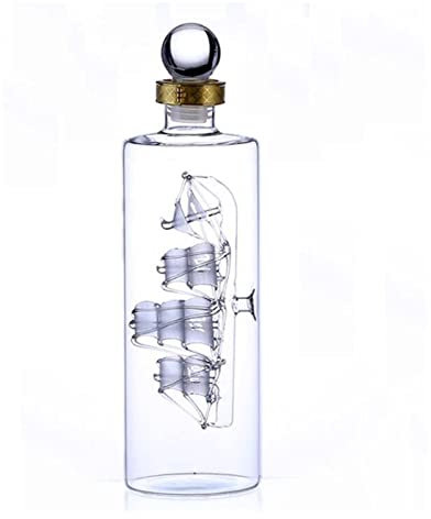 DEFBOW Liquor Ship in A Bottle Whiskey Decanter Glass Liquor Dispenser Clear Wine Bottle Sailing/Boating Gifts for Men and Women for Scotch Bourbon Wine Rum Carafe