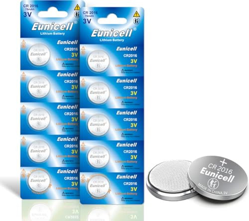 5 x CR2016 Eunicell 3V Lithium Coin Cell Button Batteries For Apple Airtags, Key Fobs, Home Devices, Fitness and Medical Accessories