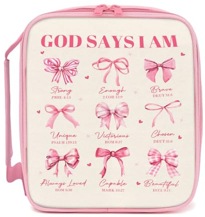 Rosa Schleife Bibelhülle Taschen für Frauen, Bibelhülle Rosa Tasche für Studenten, Bibelhülle für Mädchen, leichte Organizer-Tasche mit verstärktem Griff für Kirche