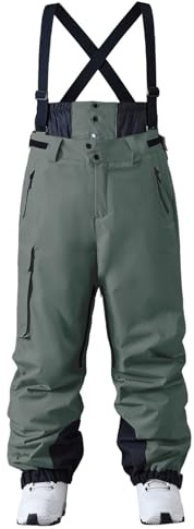 HOTIAN Herren Skihose Hosenträgerhose Baggy Snowboardhose Wasserdicht Winddichte Atmungsaktiv Outdoorhose Winter Warme Oversize Schneehose