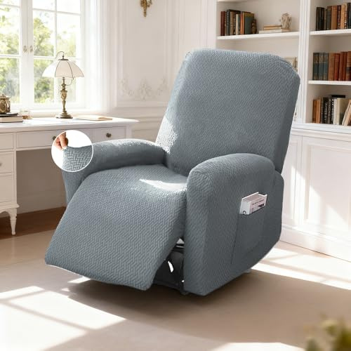 AnkekolyStar Sesselbezug, Relaxsessel Sesselbezug Stretchhusse mit Taschen, All-Inclusive Streifen-Jacquard Sesselschoner für Fernsehsessel Liege Sessel