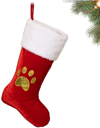 YUEHNEOM Personalisierte Weihnachtsstrümpfe mit Haustier Klauen,45 cm Bestickter Nikolausstrumpf,Christmas Stockings Weihnachtssocken Zum Aufhängen für Weihnachtsbaum und Süßigkeiten(Haustier Klauen)