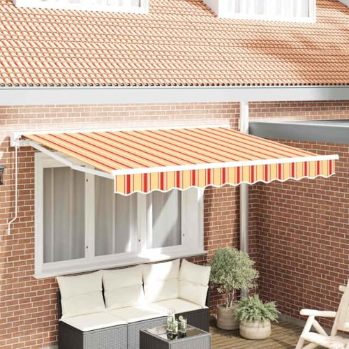 Seitenmarkise Balkon Windschutz,Einziehbare Markise Bunt gestreift 350x200 cm Stoff für Pavillon und Garten