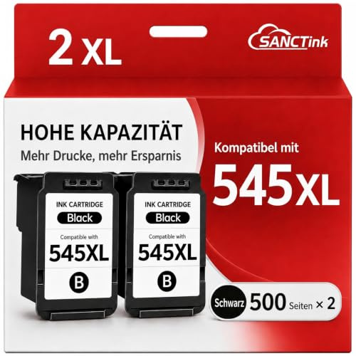 545 XL Schwarz (2 Black) Druckerpatronen Ersatz für Canon 545-XL | Für Canon TS3350 Patronen TS3400 MX495 TS3450 TS3355 TS3351 TR4550 TR4550 TR4551 iP2850 MG2555S MG2450 MG2950 MG2455