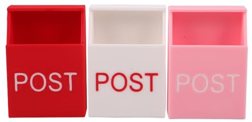 ADOCARN 3pcs Miniature Mailbox Toy, 1:12 Tiny Post Mailboxes With Slot, For Dollhouse Scene Layout Accessories, Mini House Playhouse Or Festival Party Ornament