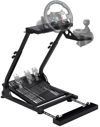 GarveeLife L-förmiger, klappbarer Gaming Lenkradständer für Racing-Spiele – Höhenverstellbar, robust, mit Sitzschlitz, kompatibel mit Markenloser Hersteller, PC, PS5, Xbox – Square Tube, Sitzschlitz,