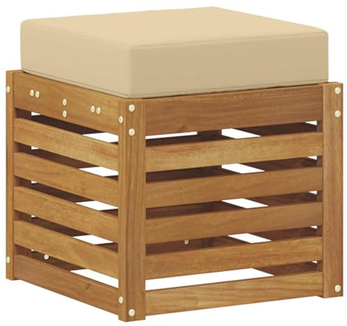 vidaXL Outdoor Hocker Bank Natur 43 x 43 x 37 cm Massivholz Akazie, Balkon Außenbereich Sitzgelegenheiten, modernes Gartensofa, langlebige Terrassenmöbel, gemütliche Eckanordnung für Entspannung