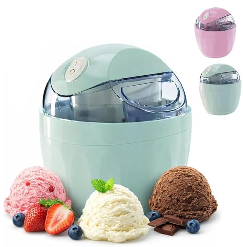 Piccola mini gelatiera domestica, macchina elettrica per dessert personale one-touch, apparecchio compatto da banco, per dolcetti surgelati fatti in casa e uso quotidiano in cucina blue