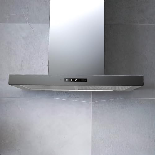 VLANO Dunstabzugshaube LEVEL X, Edelstahl, Fernbedienung, Sensorsteuerung, 4 Leistungsstufen, LED-Beleuchtung, EEK A, 60 cm, 70 cm, 90 cm, Wandhaube für Abluft, Umluftbetrieb (60 cm)