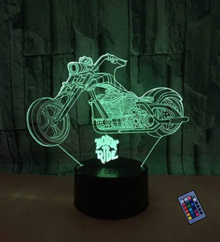Optische Täuschung 3D Motorrad Nacht Licht 16 Farben Andern Sich Fernbedienung USB-Strom Touch Schalter Dekor Lampe LED Lampe Tisch Kinder Brithday weihnachten Geschenk