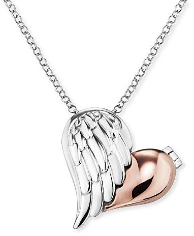 Engelsrufer Damen Halskette aus Sterling Silber und Bicolor Herzflügel Anhänger in silber und roségold - Anhänger zum Öffnen - Karabinerverschluss - Länge: 44cm