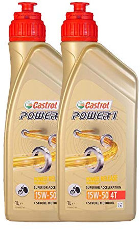 Motoröl 4-Takt Castrol Power 1 4T 15w50 – überlegener Schutz, Packung mit 2 x 1 l