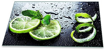 Herdabdeckplatte Abdeckung Ceranfeld Abdeckplatte Schneidebrett 1-Teilig 90x52 Lemon Grün Spritzschutz Glasplatte Ceranfeldabdeckung Schutz für Kochplatten Herdschutz Sicherheitsglas Glasschneidebrett