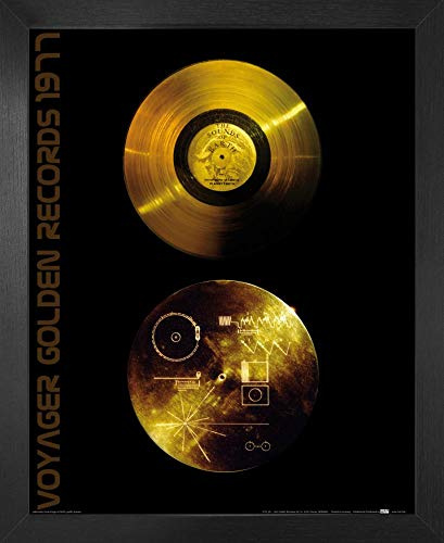 1art1 Schallplatten Poster Kunstdruck Bild und MDF-Rahmen - Klänge Der Erde, Voyager Golden Records (50 x 40cm)