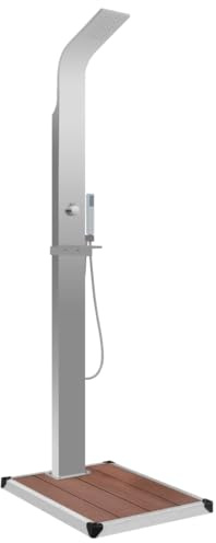 vidaXL Gartendusche mit Bodenelement WPC Edelstahl