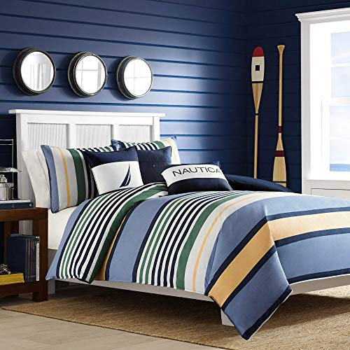 Nautica Home Dover Bettwäsche Set Satin 100% Baumwolle Wendebettwäsche Reißverschluss 155x220 Bettbezug + 80X80 cm Kissenbezug